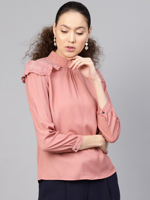

SASSAFRAS Women Dusty Pink Solid Top