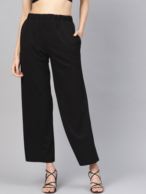 

SASSAFRAS Women Black Solid Straight Palazzos