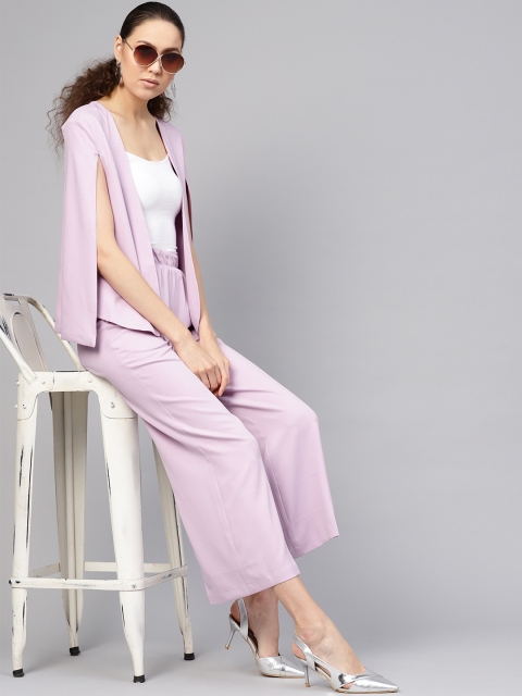 

SASSAFRAS Women Lavender Solid Cape Jacket