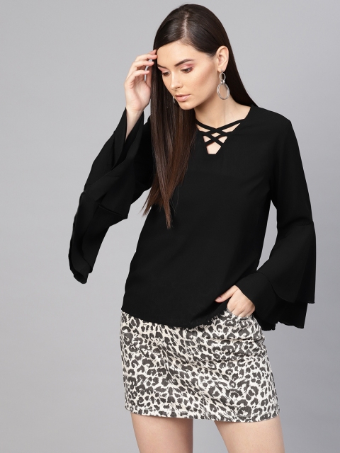 

SASSAFRAS Women Black Solid Top