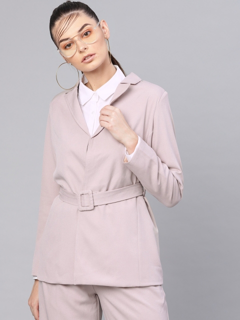 

SASSAFRAS Women Dusty Pink Solid Open Front Jacket