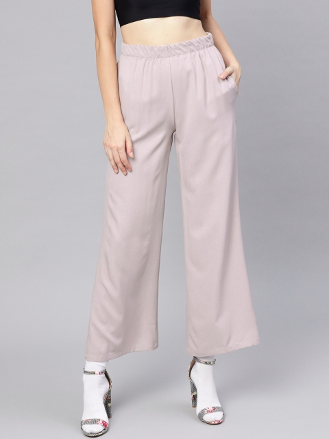 

SASSAFRAS Women Grey Solid Straight Palazzos