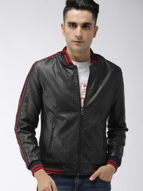 

The Indian Garage Co Men Black Solid Biker Jacket