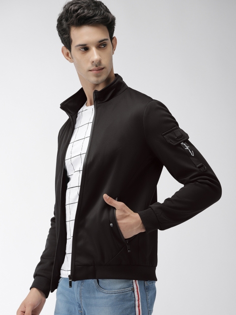 

The Indian Garage Co Men Black Solid Lightweight Bomber Jacket