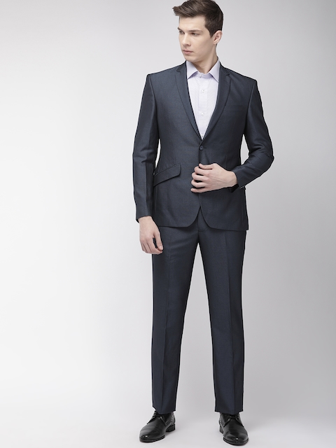 Park Avenue Men Navy Solid Super Slim Fit Single-Breasted Formal Suit