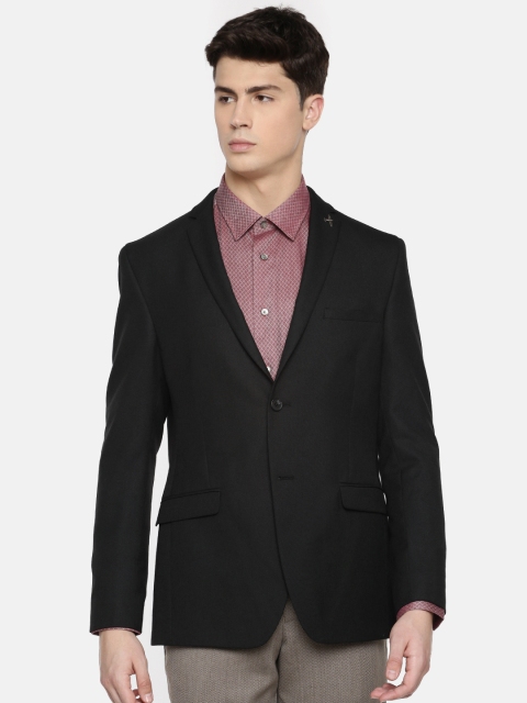 

Theme Men Black Solid Fitted Single-Breasted Formal Blazer