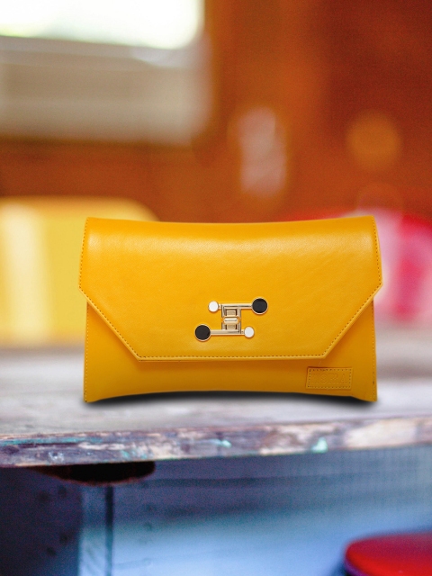 

HORRA Yellow Solid Envelope Clutch
