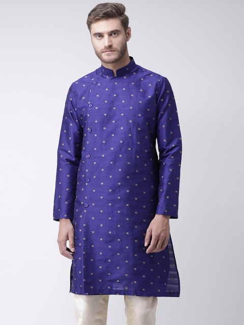 

DEYANN Men Blue Woven Design Straight Kurta