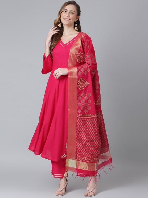 Women Pink Regular Gotta Patti Kurta with Palazzos & With Dupatta