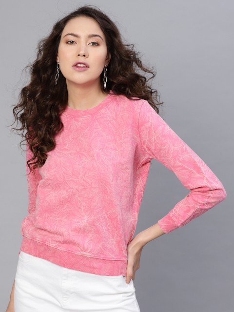 

SASSAFRAS Women Pink Washed Sweatshirt
