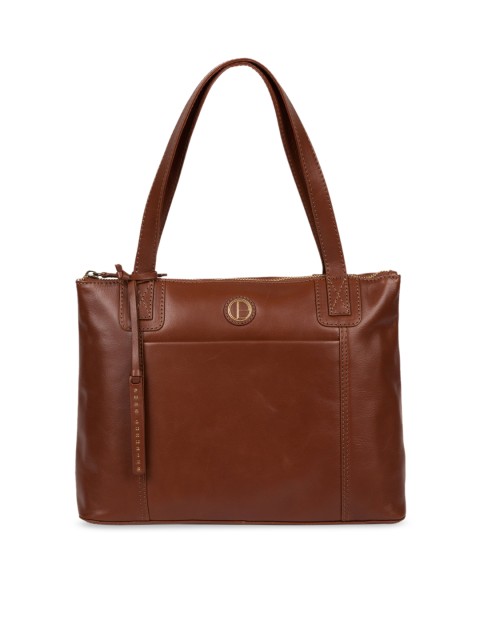 

PURE LUXURIES LONDON Women Brown Solid Genuine Leather Newark Shoulder Bag