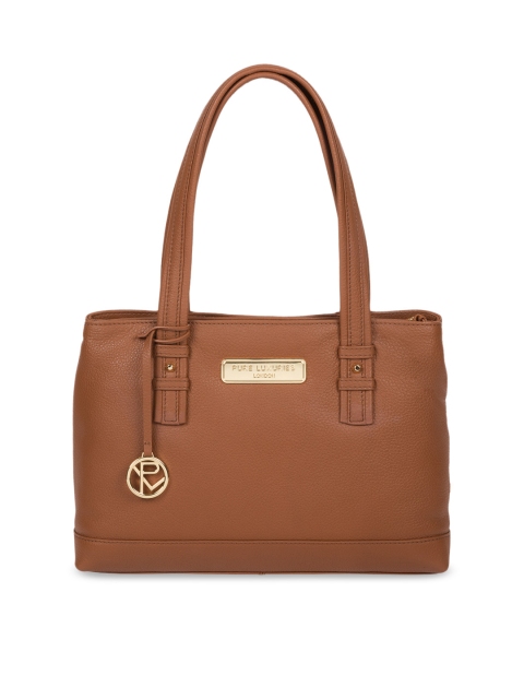 

PURE LUXURIES LONDON Women Tan Brown Solid Genuine Leather Kate Handbag