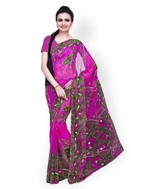 

Ishin Pink & Green Georgette Printed Saree