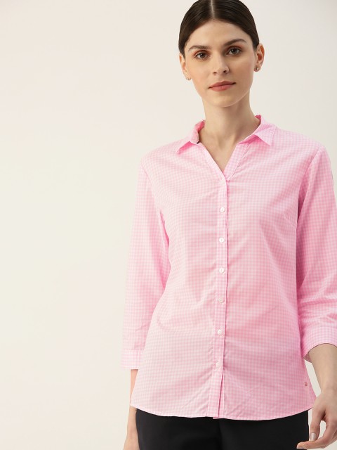 

Allen Solly Woman Women Pink & White Regular Fit Checked Formal Shirt