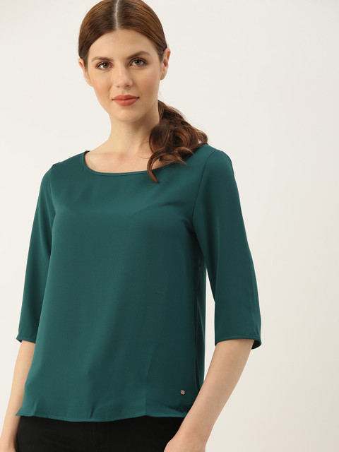 

Allen Solly Woman Teal Green Solid Top