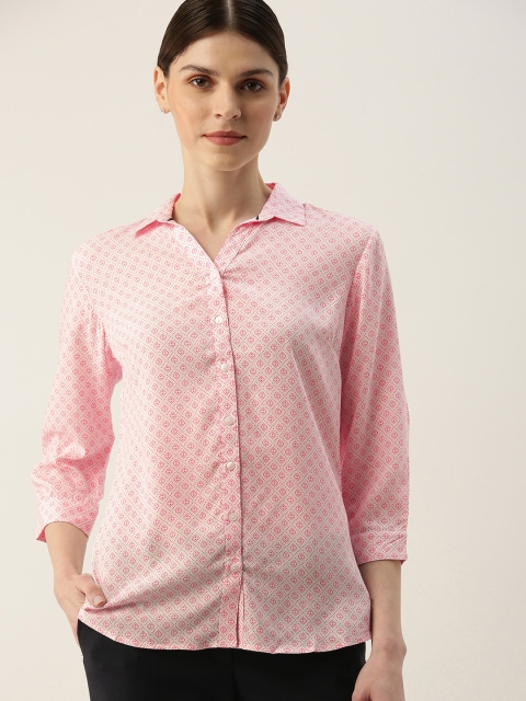 

Allen Solly Woman Pink & White Printed Formal Shirt