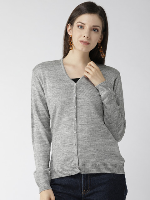 

Fort Collins Women Grey Melange Solid Cardigan