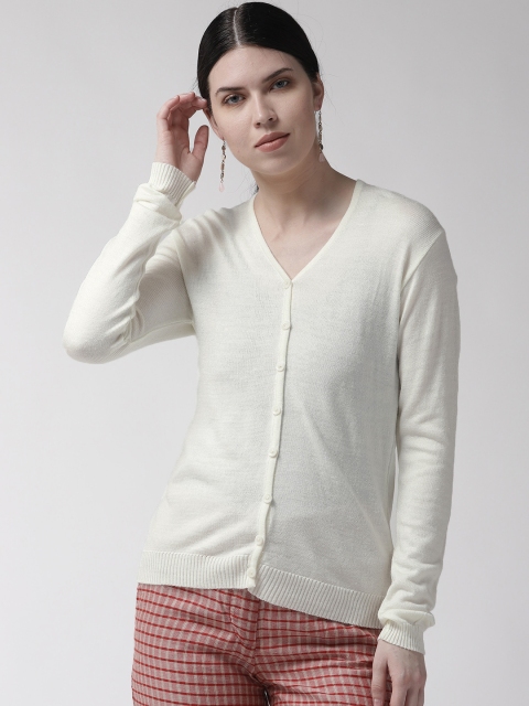 

Fort Collins Women Off-White Solid Cardigan