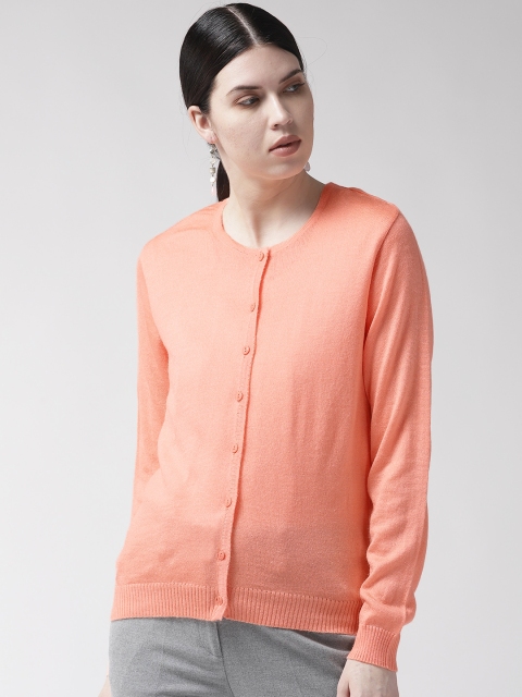 

Fort Collins Women Peach-Coloured Solid Cardigan
