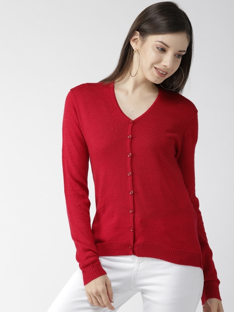 

Fort Collins Women Red Solid Cardigan