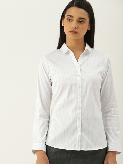 

Allen Solly Woman White Slim Fit Striped Formal Shirt