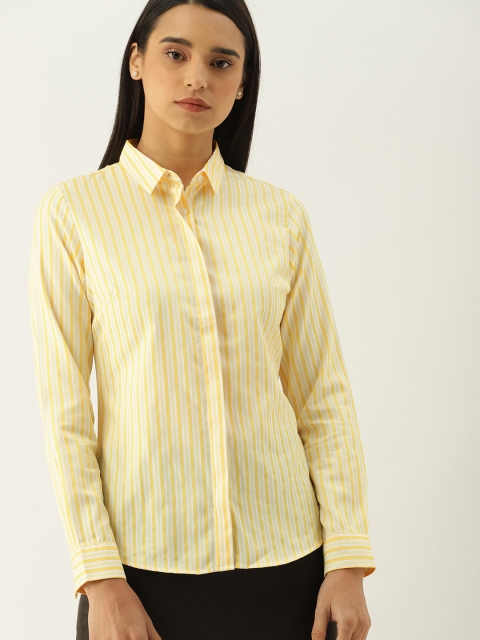 

Allen Solly Woman Women Yellow & White Slim Fit Striped Casual Shirt