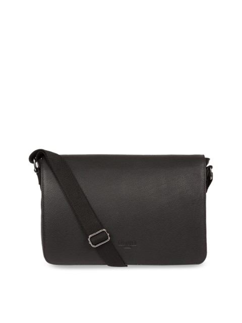 

PURE LUXURIES LONDON Men Black Genuine Leather Cultured Range Marv Messenger Bag
