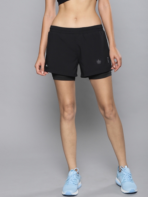

Cultsport Women Black Solid Regular Fit Running Sports Shorts