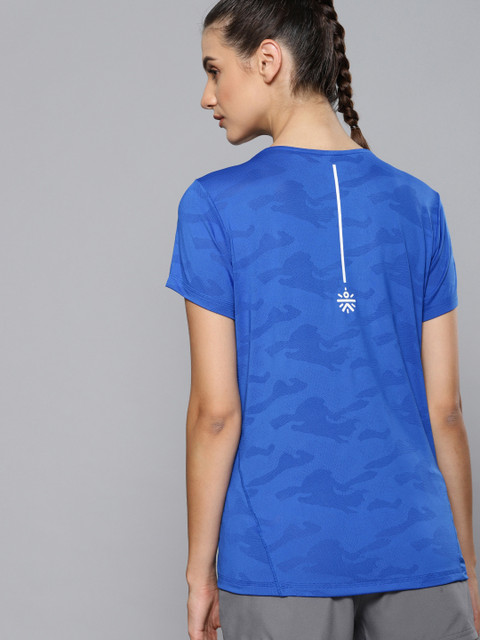 

Cultsport Women Blue Self Design Fly Dry Round Neck Running T-shirt
