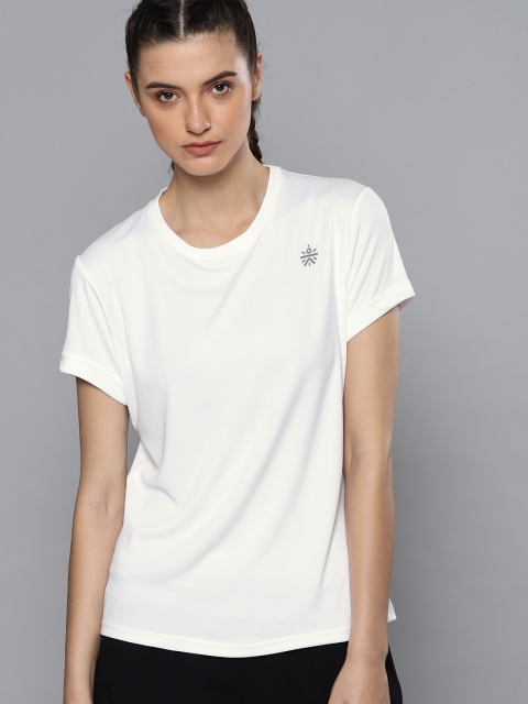

Cultsport Women White Self Design Round Neck Running T-shirt