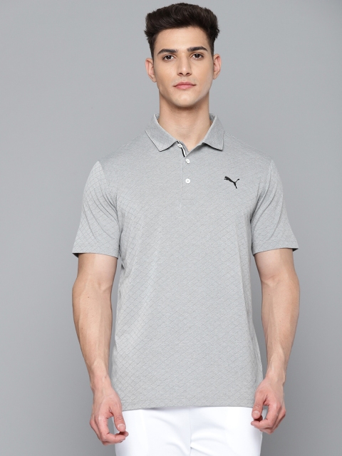 

Puma Men GreySelf Design Performance Fit dryCELL Polo Collar T-shirt, Grey