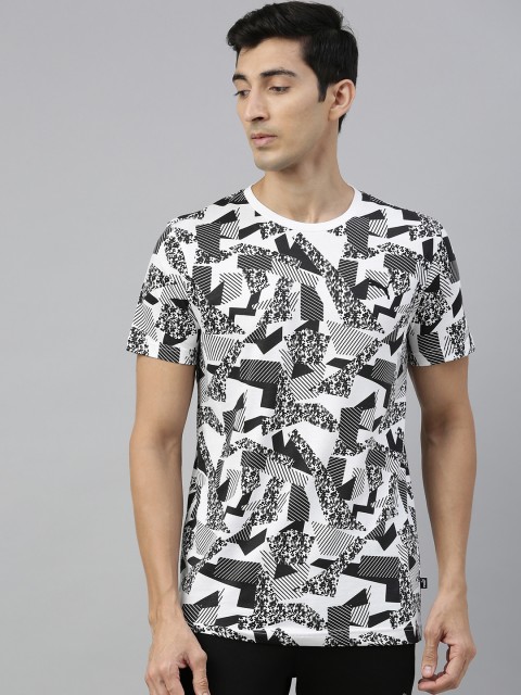 

Puma Men White Black Printed Graphic 1 Round Neck Pure Cotton T-shirt