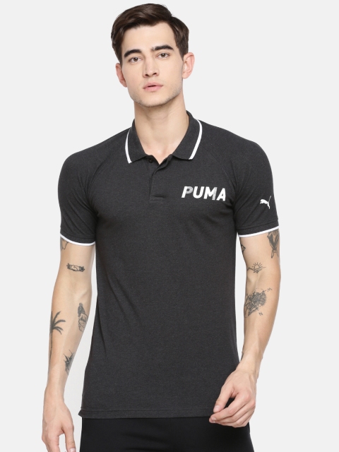 

Puma Men Charcoal Grey Solid Modern Sports Polo Collar T-shirt