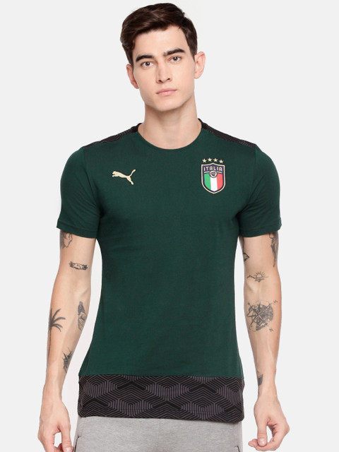 

Puma Men Teal Green Solid FIGC Ponderosa Round Neck Pure Cotton T-shirt