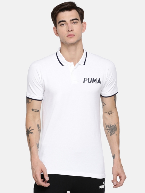 

Puma Men White Solid Modern Sports Slim Fit Polo Collar T-shirt
