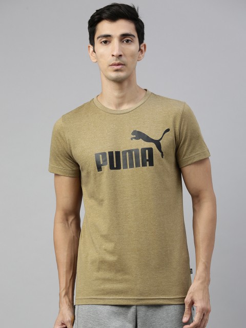 

Puma Men Khaki Brand Logo Printed Round Neck Sports T-shirt