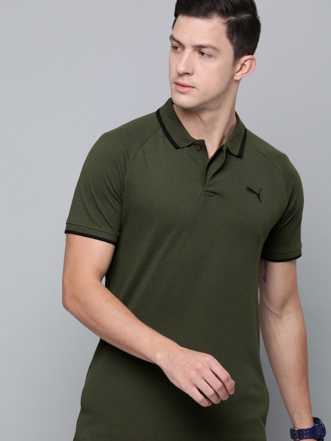

Puma Men Green Slim Fit Brand Logo Printed Polo Collar T-shirt