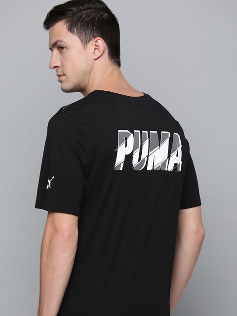 

Puma Men Black Brand Logo Printed Trail Graphic T-shirt