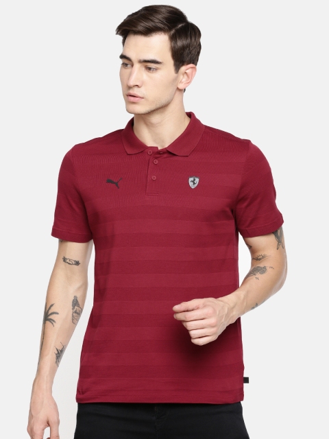 

Puma Men Maroon Self Striped Ferrari Polo Collar T-shirt
