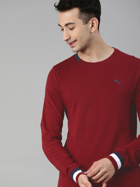 

Puma Men Maroon Solid Round Neck T-shirt