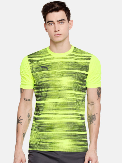 

Puma Men Fluorescent Green & Black Printed dryCell ftblNXT Graphic Regular Fit T-shirt