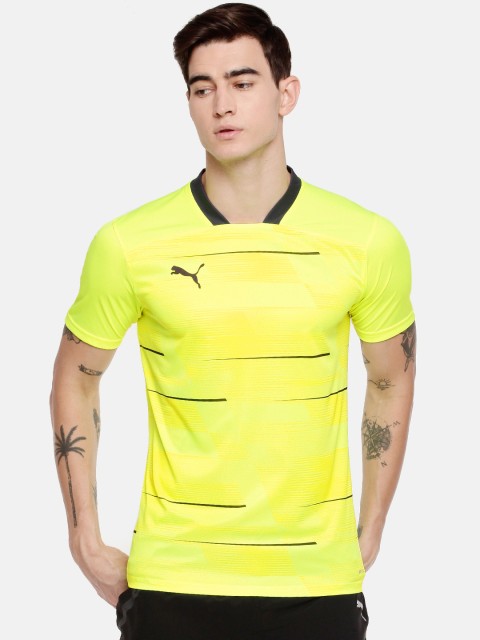 

Puma Men Fluorescent Green Printed dryCell Slim Fit ftblNXT Graphic T-shirt