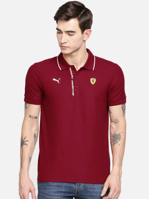 

PUMA Motorsport Men Maroon Solid Polo Collar Scuderia Ferrari T-shirt