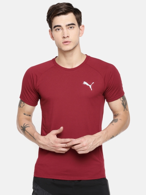 

Puma Men Maroon Slim Fit Solid Evostripe dryCELL Round Neck T-shirt