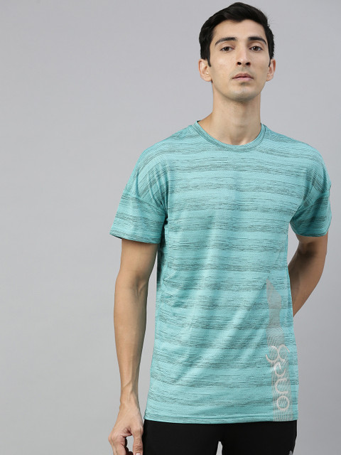 

Puma Men Turquoise Blue VK Active Striped Round Neck T-Shirt