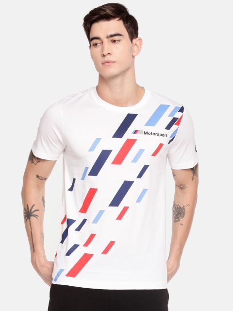 

PUMA Motorsport Men White & Blue Printed BMW MMS Round Neck T-shirt