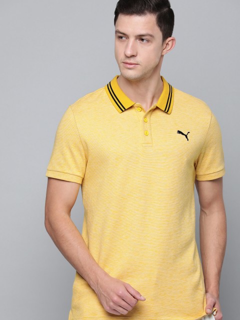 

Puma Men Yellow Brand Logo Printed Polo Collar T-shirt