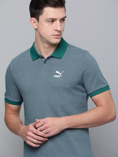 

Puma Men Green & White Polo Collar T-shirt