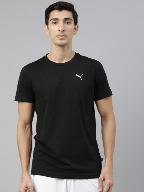 

Puma Men Black ESS Small Logo Solid Cotton Round Neck T-Shirt