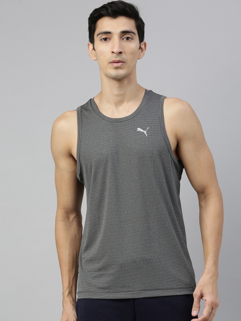 

Puma Men Charcoal Grey Virat Kohli Active Self-Striped Round Neck Tank T-Shirt